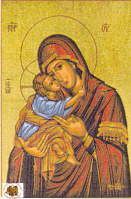 Holy Virgin Mary Panagia Glikofilousa 41 Byzantine Wooden Icon on Canvas